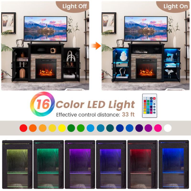 Hivvago Electric Fireplace TV Stand with 16-Color Led Lights for TVs up to 65 Inch