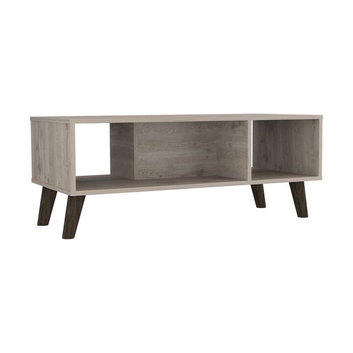 Cincinatti Z Coffee Table, Two Open Shelves, Four Legs -Light Gray
