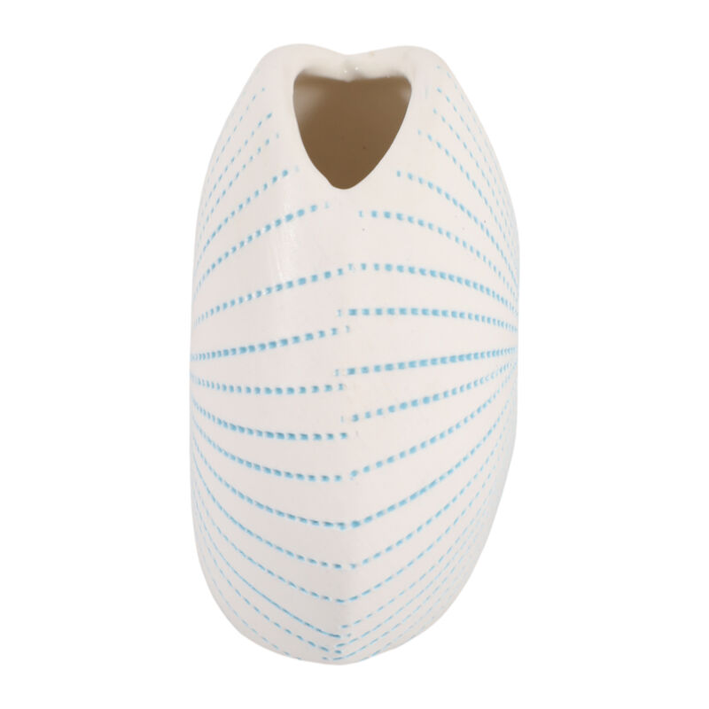 5x4" Round Dotted Shell Bud Vase, White/light Blue image number 5