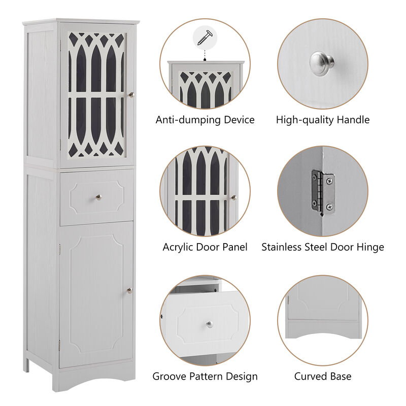 Merax  Freestanding Linen Cabinet Bathroom Storage Cabinet
