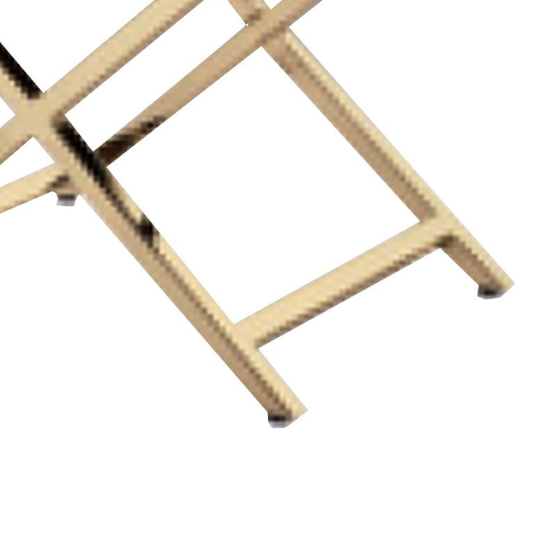 Myra 21 Inch Accent Stool, Black Faux Leather, Gold Finished Cross Legs - Benzara