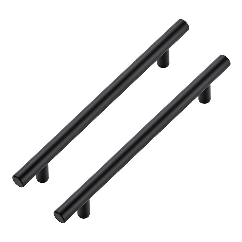JOY DECOR 10 Pack Cabinet Handles, Black Cabinet Pulls, 6-1/4 in Hole Center Kitchen Hardware, Stainless Steel T Bar Handles for