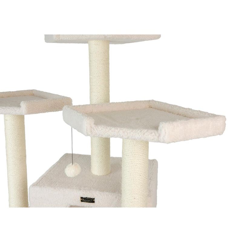 Armarkat Classic Real Wood Cat Tree In Ivory, Multi Levels With Ramp