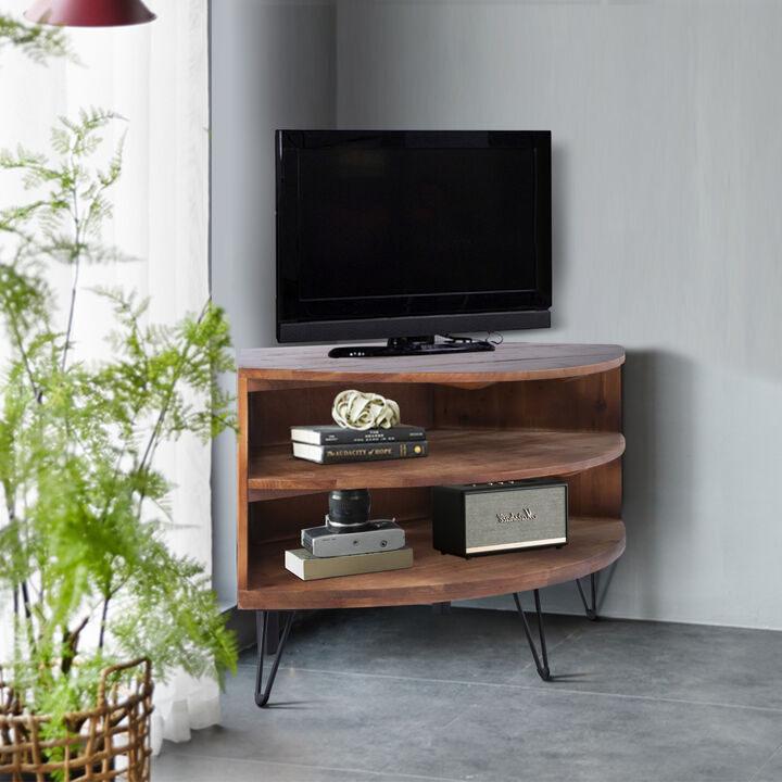 Streamdale Reclaimed Wood Corner Media Table