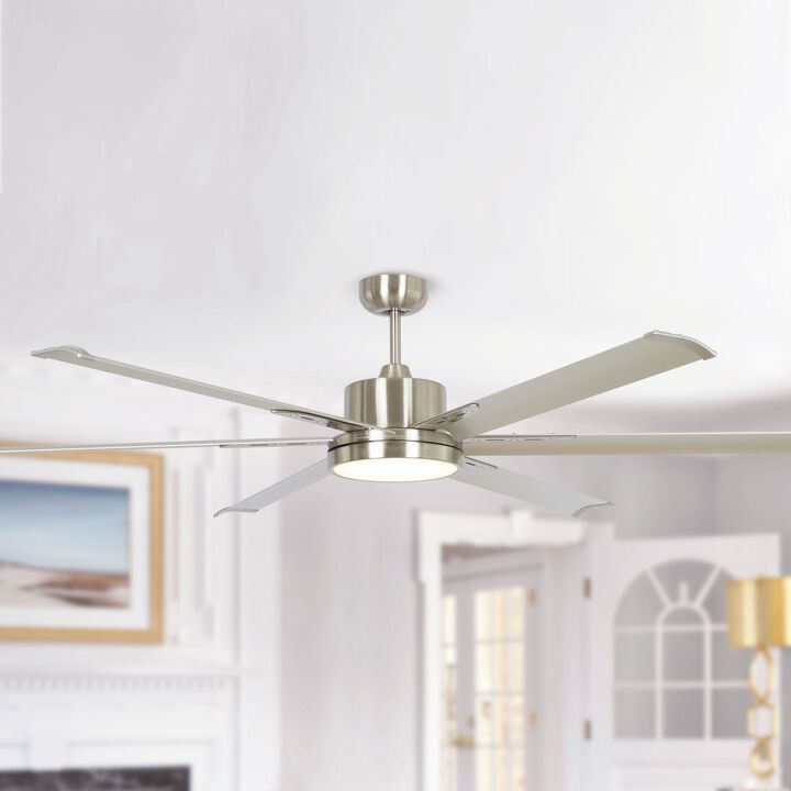 65" Modern Silver LED Large Ceiling Fan with Remote Control