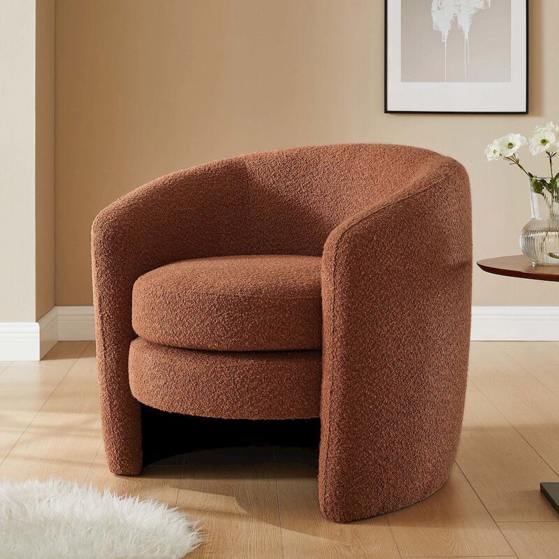 Affinity Upholstered Boucle Fabric Curved Back Armchair image number 7