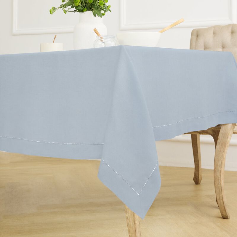 Solino Home Classic Hemstitch 100% Linen Tablecloth &ndash; Handcrafted, Machine Washable, Perfect for Holiday and Everyday Dining
