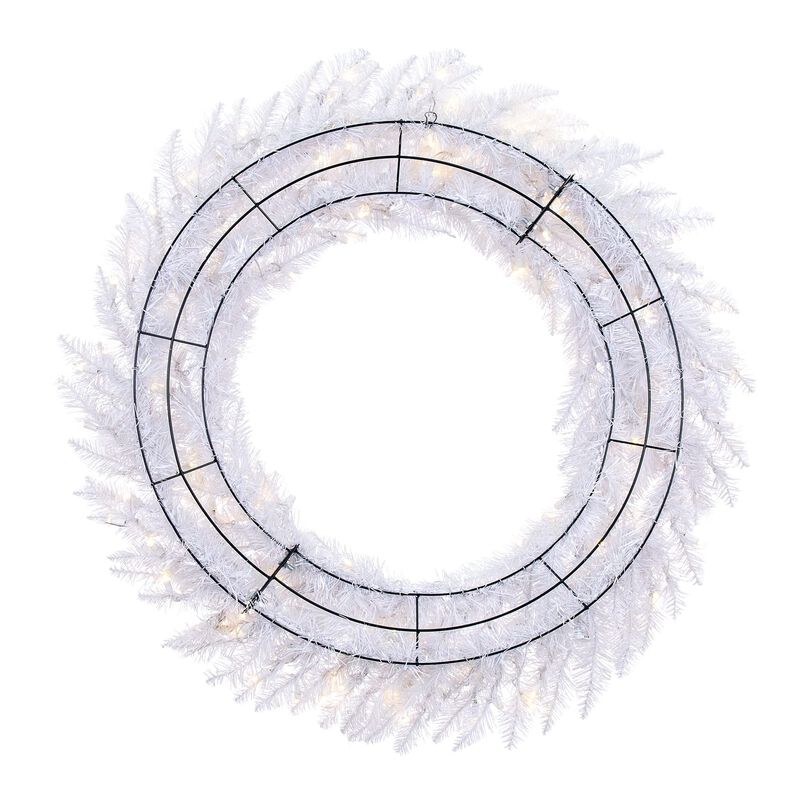 Vickerman 48" Sparkle White Spruce Artificial Christmas Wreath, Warm White LED Lights - Faux Spruce Christmas Wreath - Seasonal Indoor Home Decor image number 2