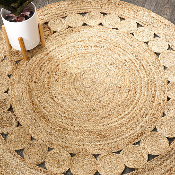 Dahlia Natural Jute Boho Circle Natural Round Area Rug