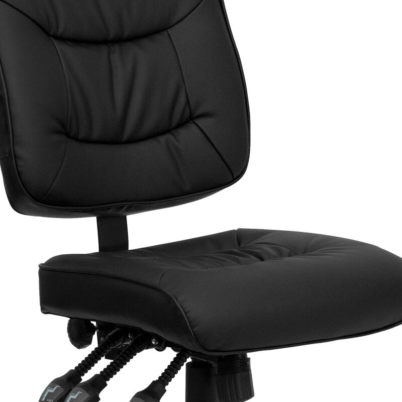 Cole Mid-Back Black LeatherSoft Multifunction Swivel Ergonomic Task Office Chair