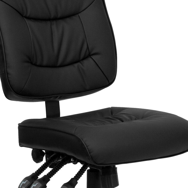 Cole Mid-Back Black LeatherSoft Multifunction Swivel Ergonomic Task Office Chair image number 7