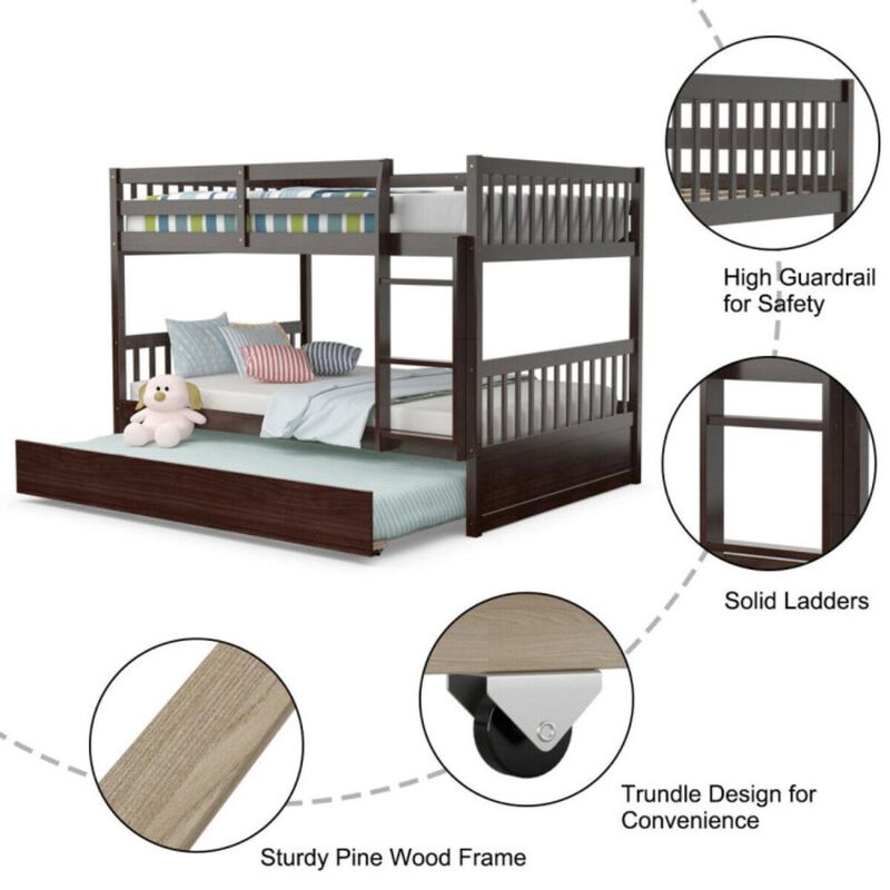Hivvago Full over Full Bunk Bed Platform Wood Bed with Ladder