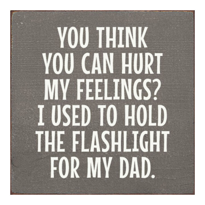 Rustic Wood Sign You Think You Can Hurt My Feelings Funny Dad Workshop Wall Decor