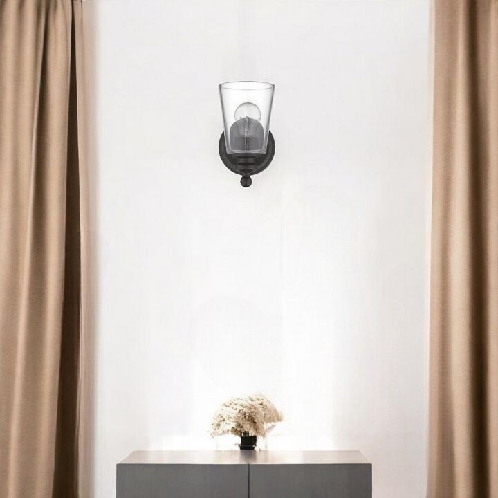 Hivvago One Light Antique Bronze Glass Shade Wall Sconce