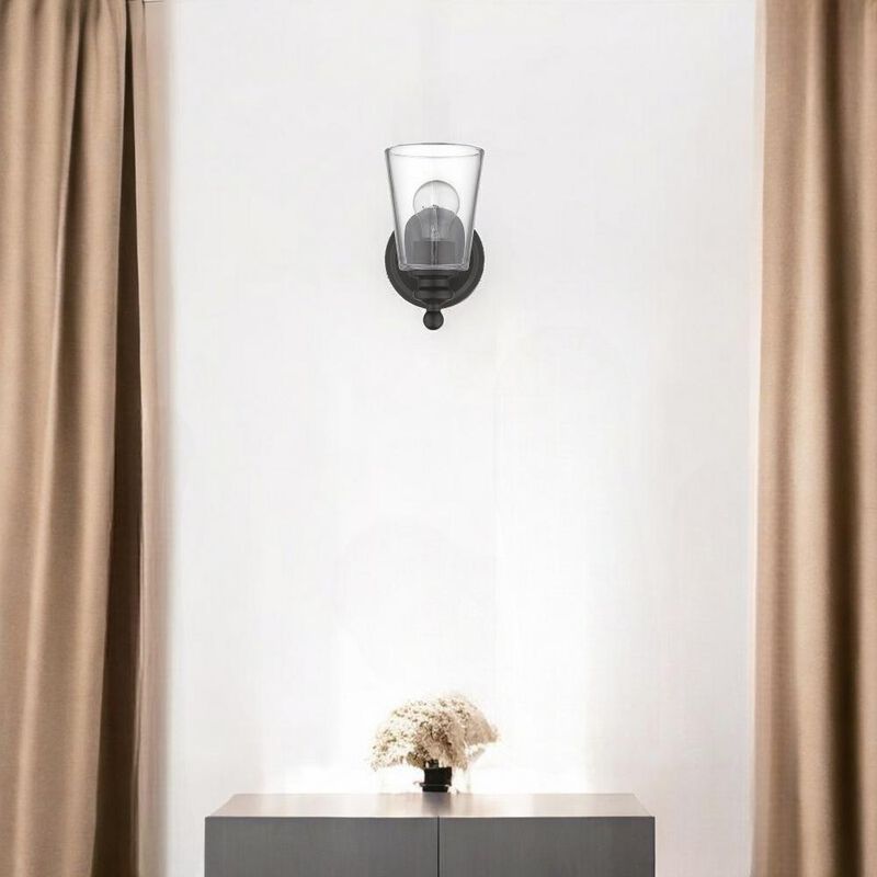 Hivvago One Light Antique Bronze Glass Shade Wall Sconce