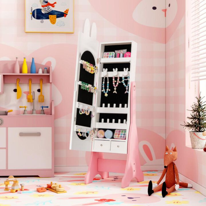 Hivvago Kids Jewelry Armoire Cabinet with 2 Tilt Angles and Large Capacity