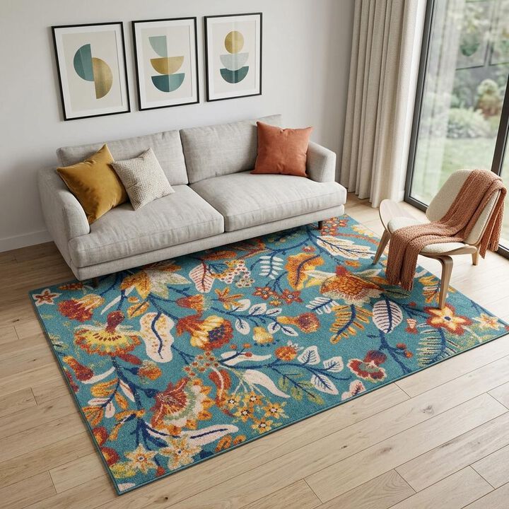 HomeRoots Floral Power Loom Area Rug