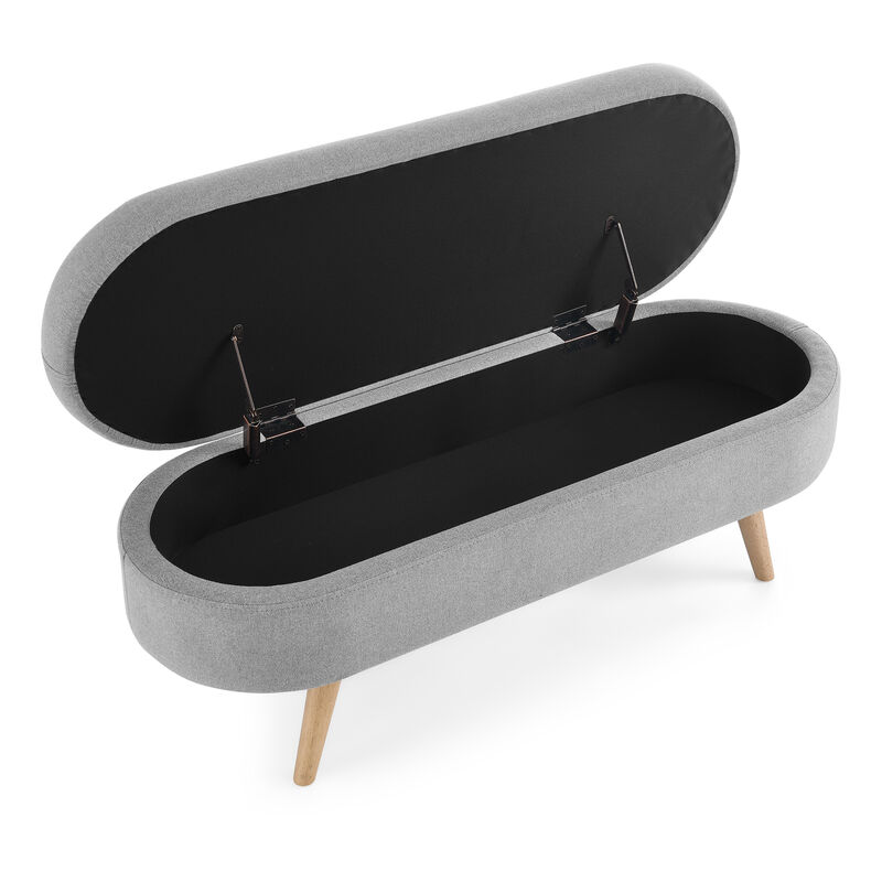 Whisen Oval Storage Ottoman, Storage Bench with Rubber Wood Legs image number 7