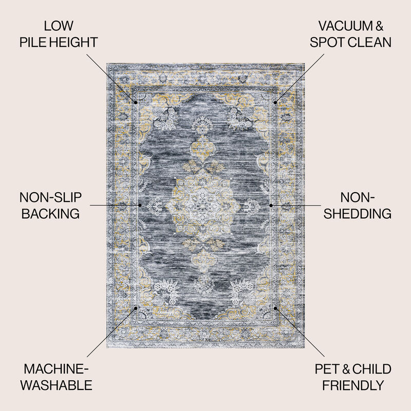 Bausch Bohemian Distressed Chenille Machine-Washable Area Rug