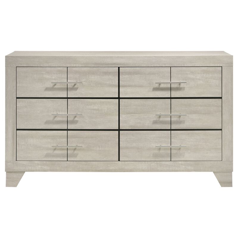 Qanto Wide Dresser with 6 Drawers, Rustic Cream Wood image number 0