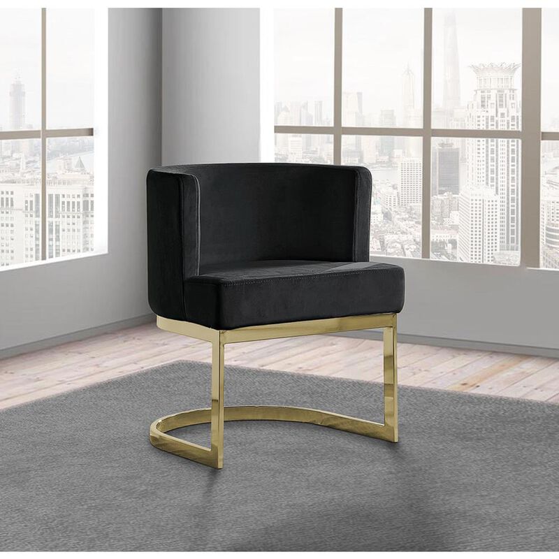 Best Quality Furniture Black Velvet Side Chair With Gold, Chrome Base - Single