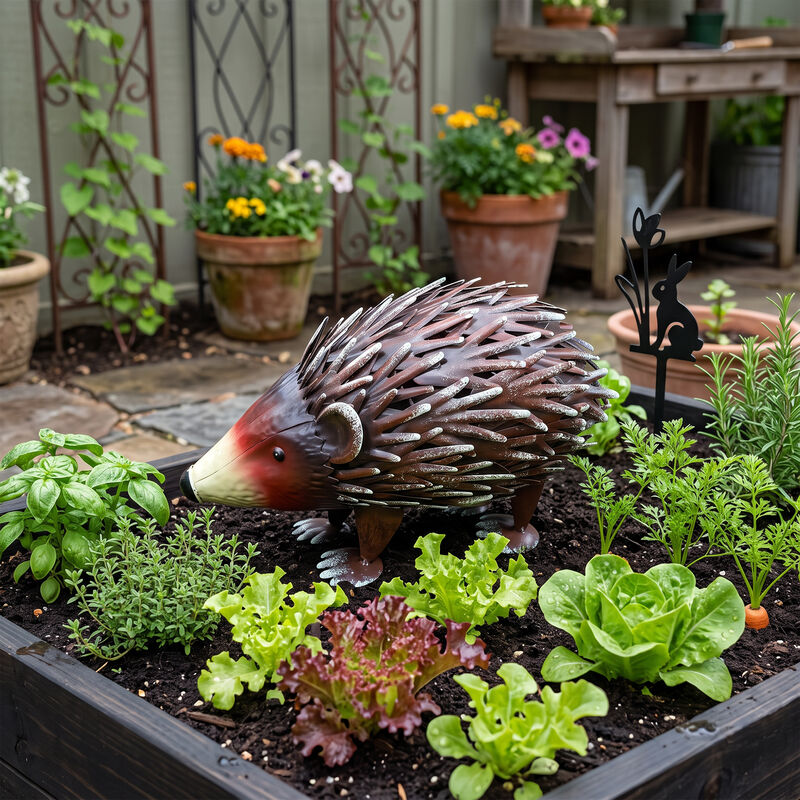 Curgla Metal Hedgehog Garden Statue Handmade Wrought image number 2