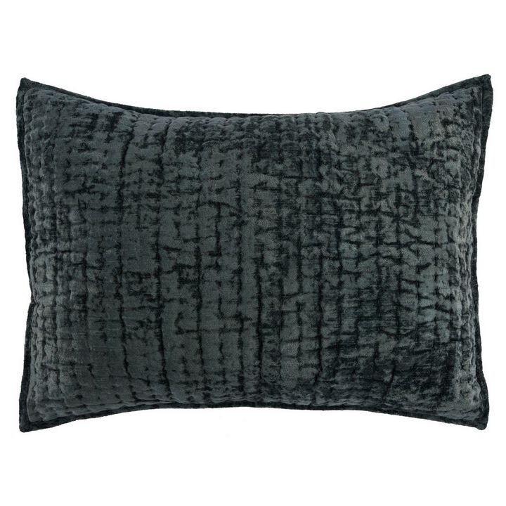 Lipa 20 x 26 Handmade Standard Pillow Sham, Rayon Velvet, Quilted -Benzara
