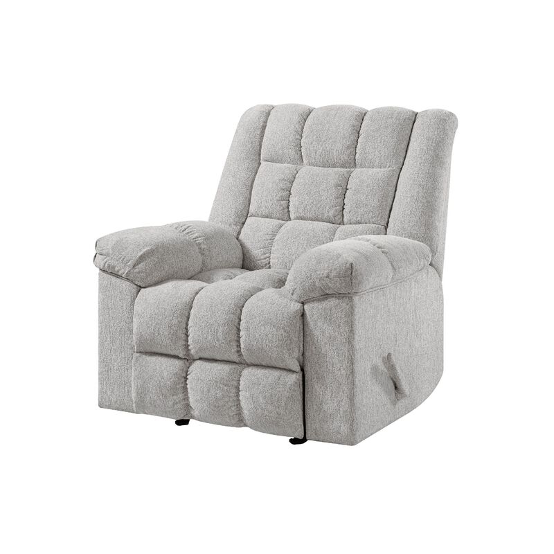 Winy Manual Rocker Reclining Chair, Pillow Grid Tufted Gray Chenille image number 4