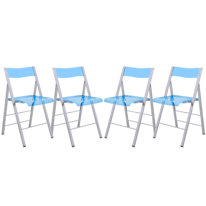 LeisureMod Menno Modern Acrylic Folding Chair, Set of 4