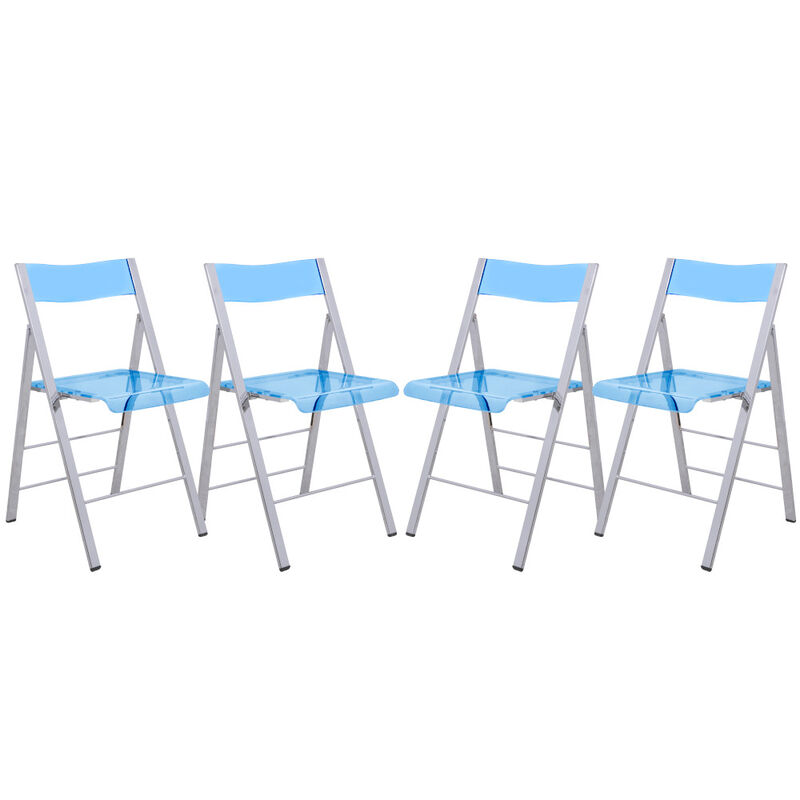 LeisureMod Menno Modern Acrylic Folding Chair, Set of 4
