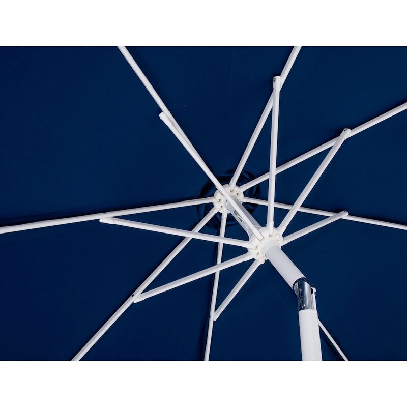 Meridian Furniture Amalfi Navy With Cream Piping / Teak Metal Patio Umbrella with Base Sets