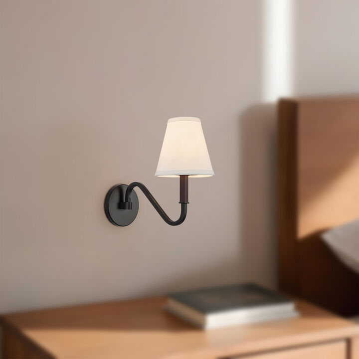 Sloan 12-in Damp-Rated Wall/Vanity Light with Linen Shade
