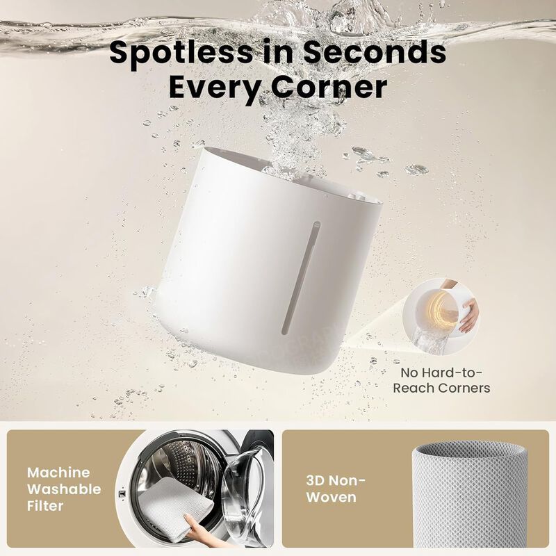 Provirtec MistFree Evaporative Humidifier for Bedroom, 3L No White Dust, Auto Humidity Control, Works with Tap Water, Night Light, Easy Clean Tank image number 2