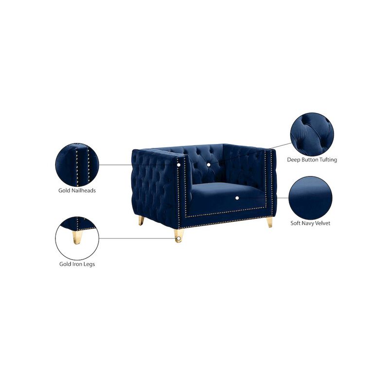 Meridian Furniture Michelle Navy Velvet Chair