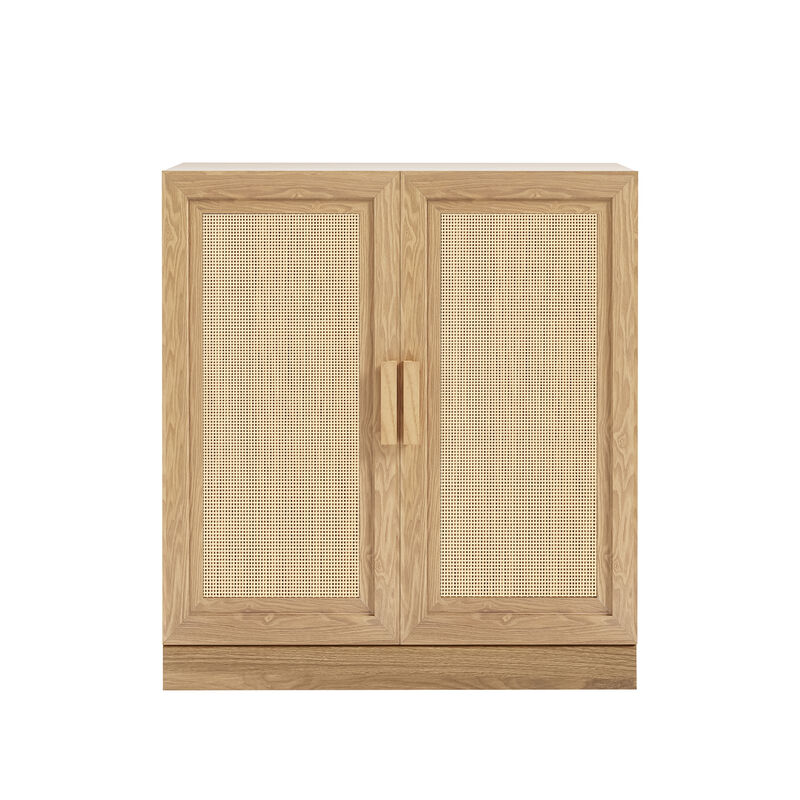 Wood Accent Cabinet, Storage Organizer with Adjustable Shelves for Kitchen Living Room