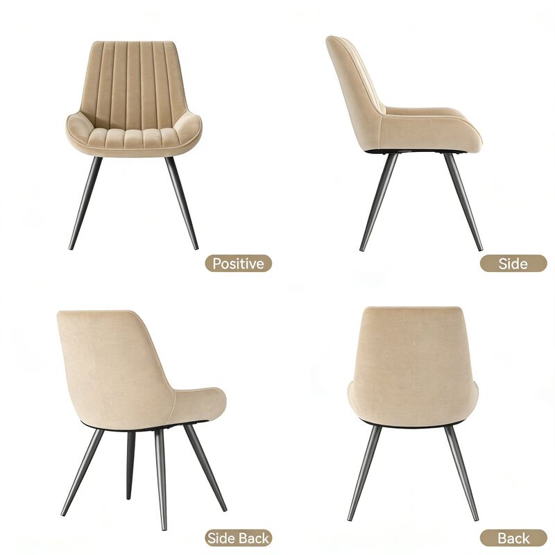 Modern Ribbed Fabric Upholstered Dining Chair Set of 4 image number 2