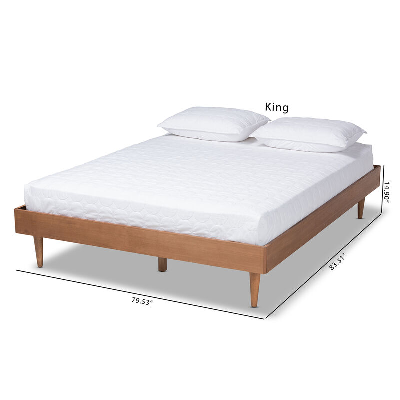 Baxton Studio Rina Mid Century Modern Ash Wanut Finished Queen Size Wood Bed Frame