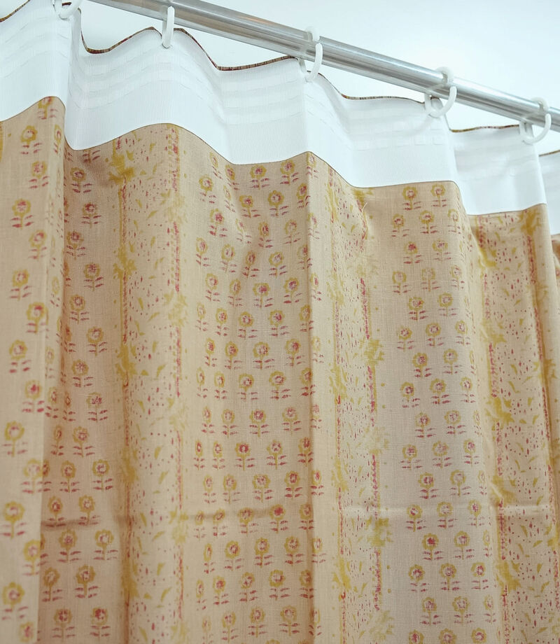 Fabdivine Handmade Block Print Floral 42x108 Inch Curtain Soft Semi Sheer Linen Farmhouse Window Drape, Anamika image number 8