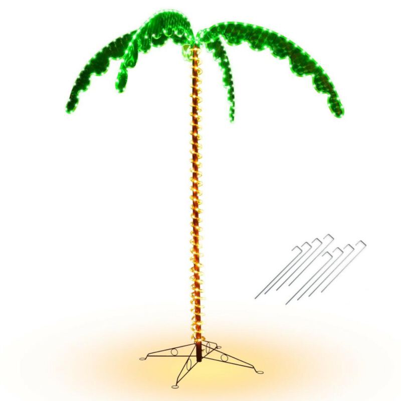 Hivvago 7 Feet LED Pre-lit Palm Tree Decor with Light Rope