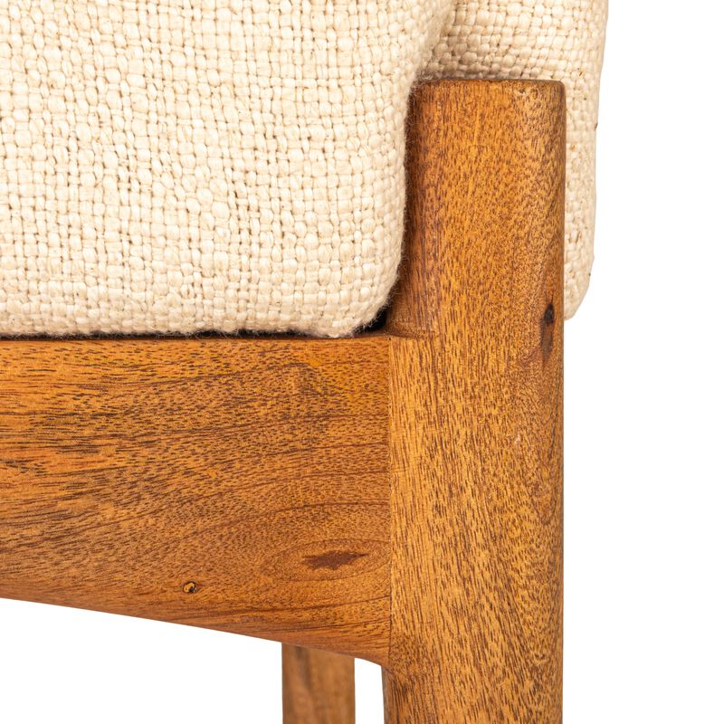 Mango Wood and Boucle Stool image number 2