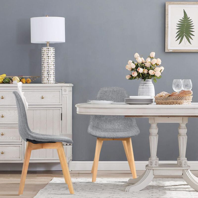 Hivvago 4 Pieces Modern Dining Chair Set with Wood Legs and Fabric Cushion Seat