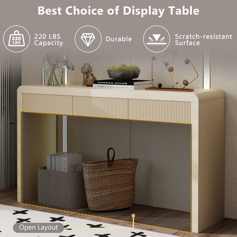 Merax Rustic Console Table with 3 Fluted Drawers image number 7