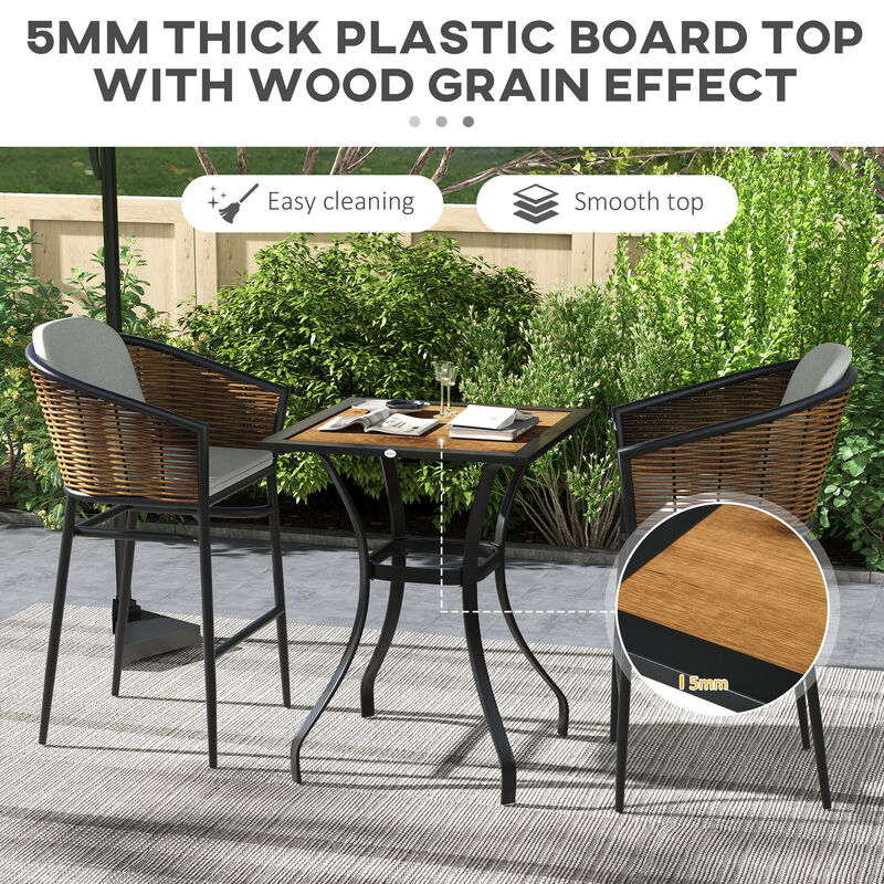 Hivvago 28" Square Outdoor Dining Table with Wood-Like Finish image number 4