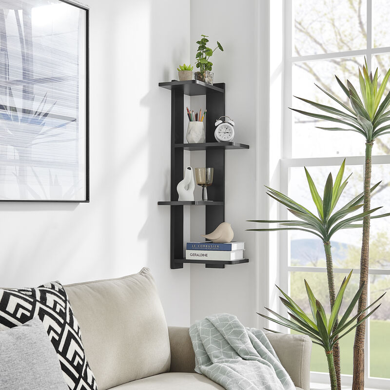 Alvar Corner 4-Tier Floating Ledge Column Wall Shelf