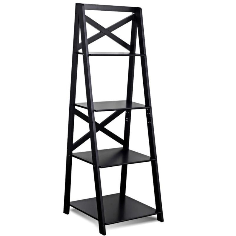 Hivvago 4-Tier Leaning Free Standing Ladder Shelf Bookcase Display Shelf