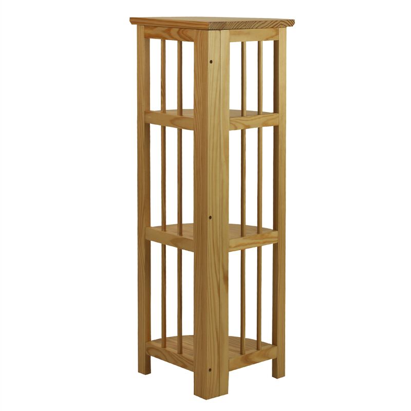 4-Shelf Corner Folding Bookcase-Natural