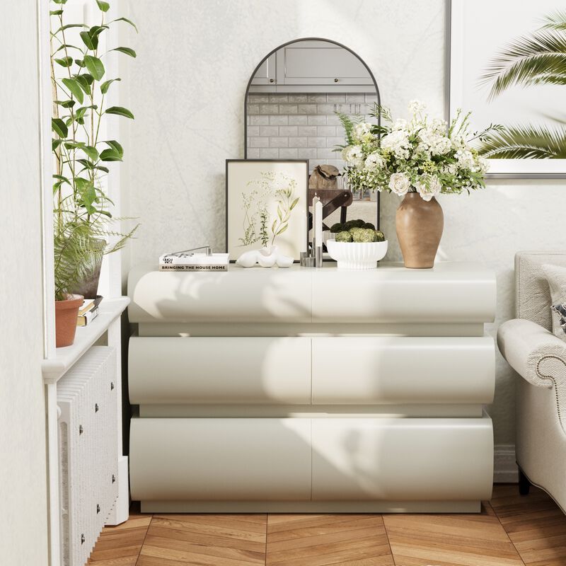 6 Drawer Dresser for Bedroom, White Dresser No Handle, Modern 6 Chest of Drawers with Wide Storage image number 1