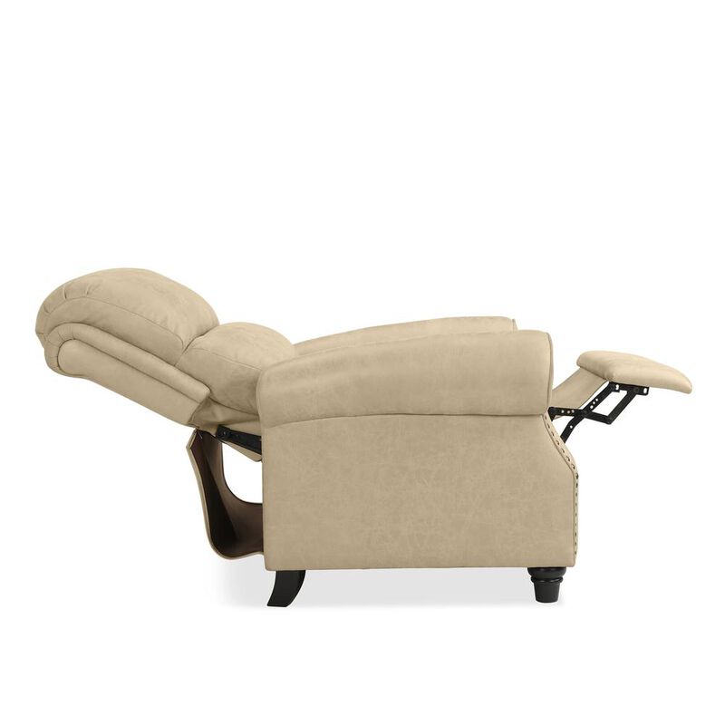 ProLounger Pushback Recliner with Nailheads in Distressed Latte Tan Faux Leather