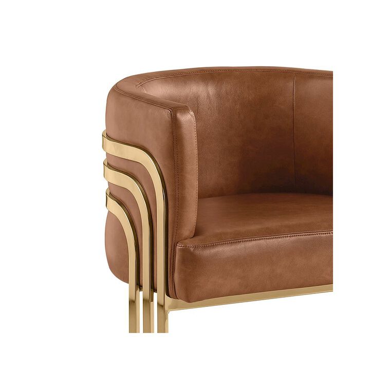 Best Quality Furniture Leather-Aire Side Chairs with Gold Chrome Set of 2