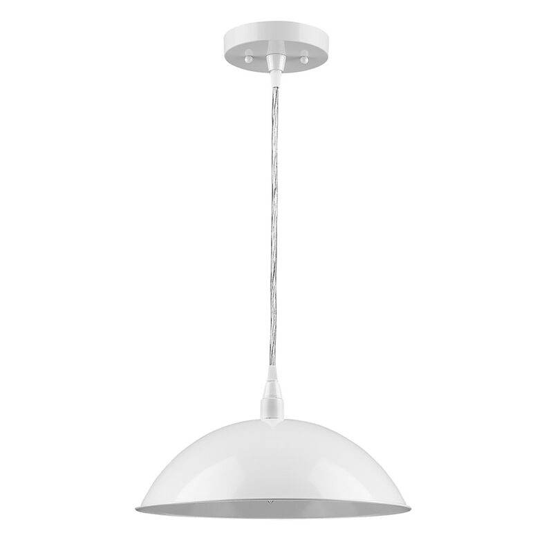 Hivvago White Metal Hanging Light with Dome Shade